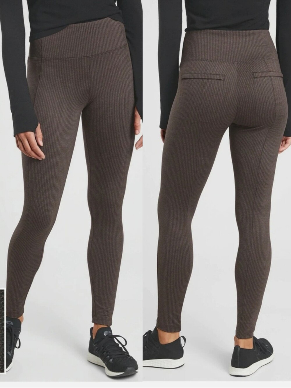Athleta Delancey Houndstooth Tight Black / Brown Size M